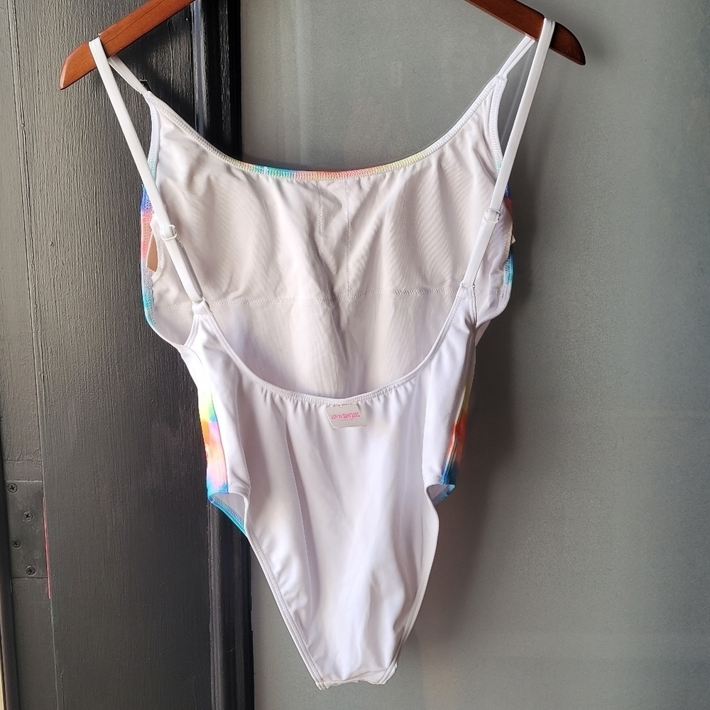 PINK Victoria's Secret White and Blue One Piece Swimsuit - Picture 3 of 7